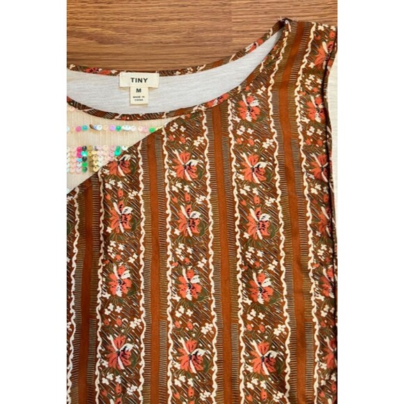 Anthropologie TINY Beige Sammi Sequin Floral Dolman Sleeve Boho Top/Blouse Med - Picture 8 of 10